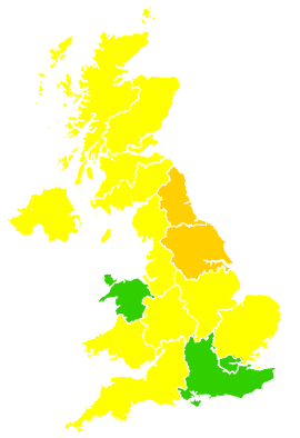 Click on a region for air pollution levels for 14/05/2019