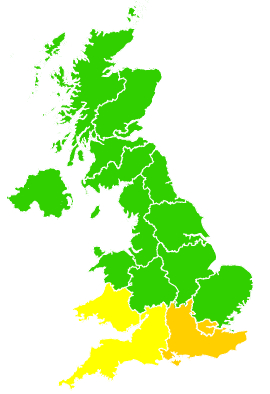 Click on a region for air pollution levels for 14/06/1994