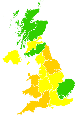 Click on a region for air pollution levels for 14/06/1996
