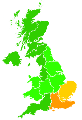 Click on a region for air pollution levels for 14/06/1999