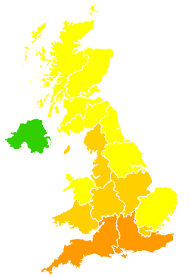 Click on a region for air pollution levels for 14/06/2003