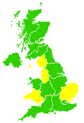 Click on a region for air pollution levels for 14/06/2006