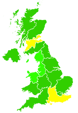 Click on a region for air pollution levels for 14/06/2010