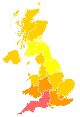 Click on a region for air pollution levels for 14/06/2023