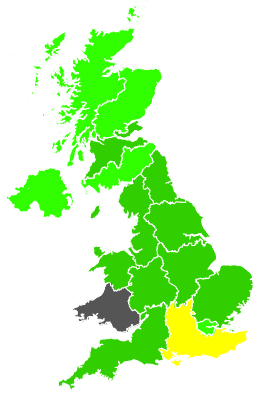 Click on a region for air pollution levels for 14/07/1989