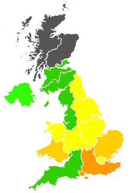 Click on a region for air pollution levels for 14/07/1994