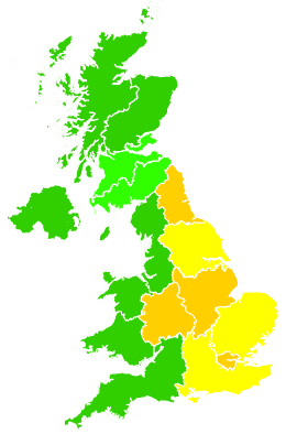 Click on a region for air pollution levels for 14/07/2002