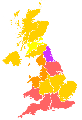 Click on a region for air pollution levels for 14/07/2003