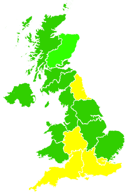 Click on a region for air pollution levels for 14/07/2011