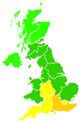 Click on a region for air pollution levels for 14/07/2013