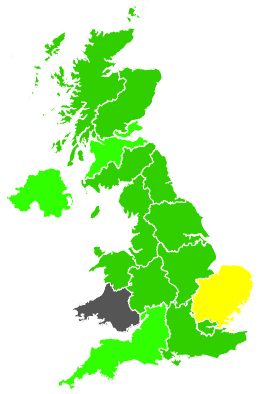 Click on a region for air pollution levels for 14/08/1988