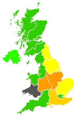 Click on a region for air pollution levels for 14/08/1991