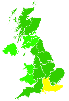 Click on a region for air pollution levels for 14/08/1995