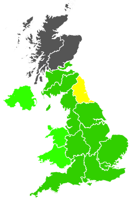 Click on a region for air pollution levels for 14/08/1997