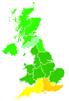 Click on a region for air pollution levels for 14/08/2002