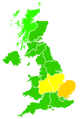 Click on a region for air pollution levels for 14/08/2010