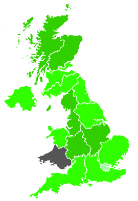 Click on a region for air pollution levels for 14/09/1987