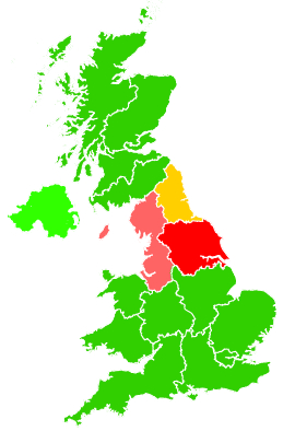 Click on a region for air pollution levels for 14/09/1995