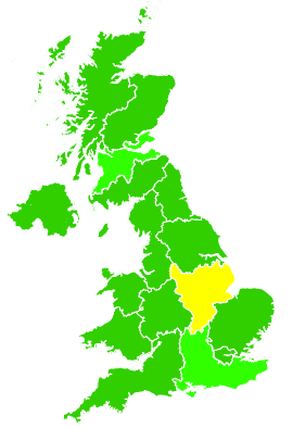 Click on a region for air pollution levels for 14/09/1999