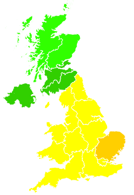 Click on a region for air pollution levels for 14/09/2002