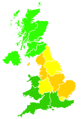 Click on a region for air pollution levels for 14/09/2016