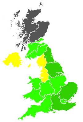 Click on a region for air pollution levels for 14/10/1993