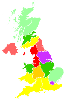 Click on a region for air pollution levels for 14/10/1994