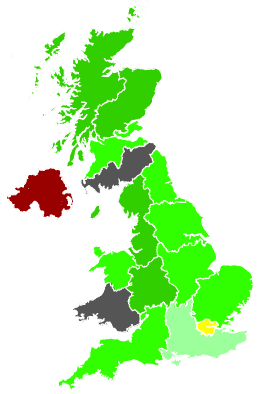 Click on a region for air pollution levels for 14/11/1989