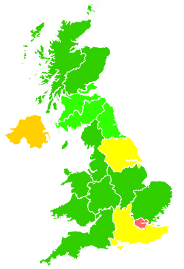 Click on a region for air pollution levels for 14/11/1997