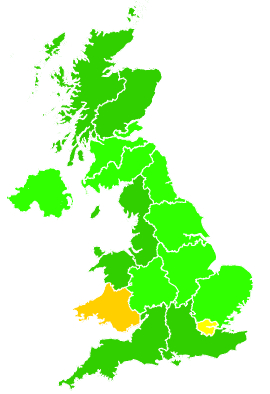 Click on a region for air pollution levels for 14/11/2016