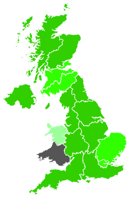 Click on a region for air pollution levels for 14/12/1989