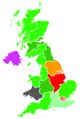 Click on a region for air pollution levels for 14/12/1990
