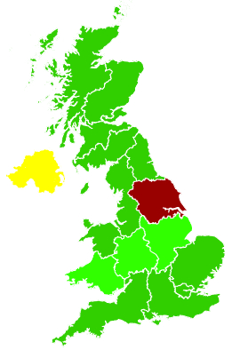 Click on a region for air pollution levels for 14/12/1993