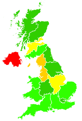 Click on a region for air pollution levels for 14/12/1994