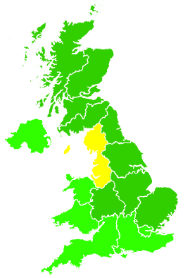 Click on a region for air pollution levels for 14/12/1995
