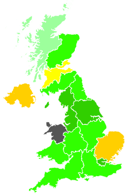 Click on a region for air pollution levels for 14/12/2001