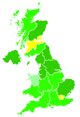 Click on a region for air pollution levels for 14/12/2002