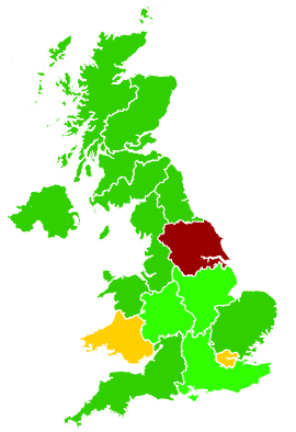 Click on a region for air pollution levels for 14/12/2005