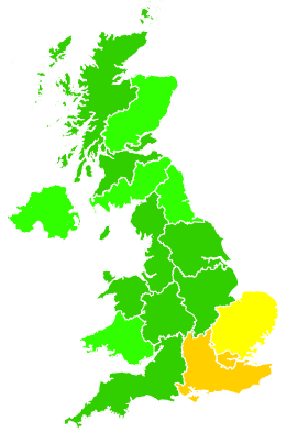Click on a region for air pollution levels for 14/12/2007