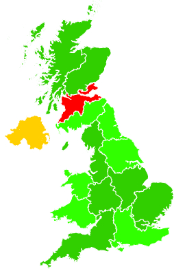 Click on a region for air pollution levels for 14/12/2010