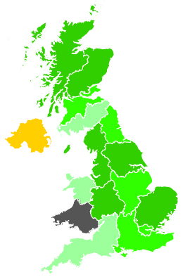 Click on a region for air pollution levels for 15/01/1992