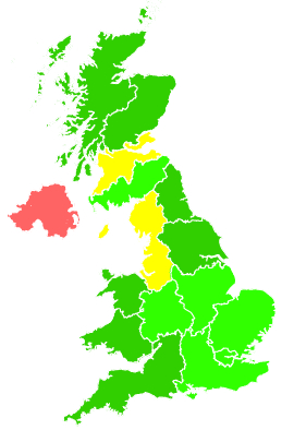 Click on a region for air pollution levels for 15/01/1994