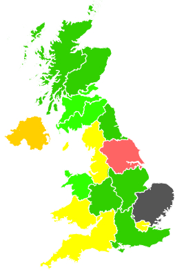 Click on a region for air pollution levels for 15/01/1996