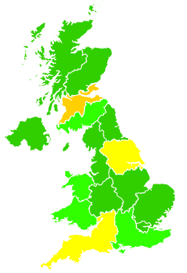 Click on a region for air pollution levels for 15/01/2001