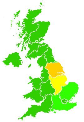 Click on a region for air pollution levels for 15/01/2010
