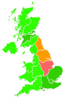 Click on a region for air pollution levels for 15/01/2012