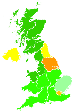 Click on a region for air pollution levels for 15/02/1993