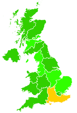 Click on a region for air pollution levels for 15/02/1996