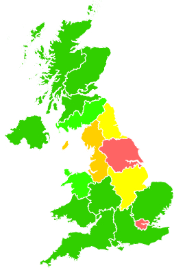 Click on a region for air pollution levels for 15/02/2001