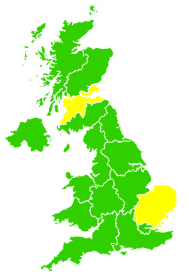 Click on a region for air pollution levels for 15/02/2005